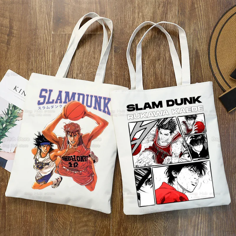 

Slam Dunk Shopping Bag Canvas Shopper Japanese Anime Hanamichi Sakuragi Bolsas De Tela Bag Shoping SLAM DUNK Reusable Sacolas