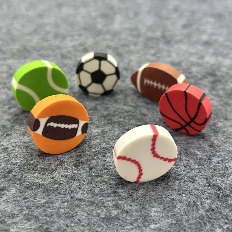 35Pcs Students Stationary Novelty Pencil Rubber Eraser For Children Kids Cartoon Football Basketball Mini Eraser School Erasers view 4