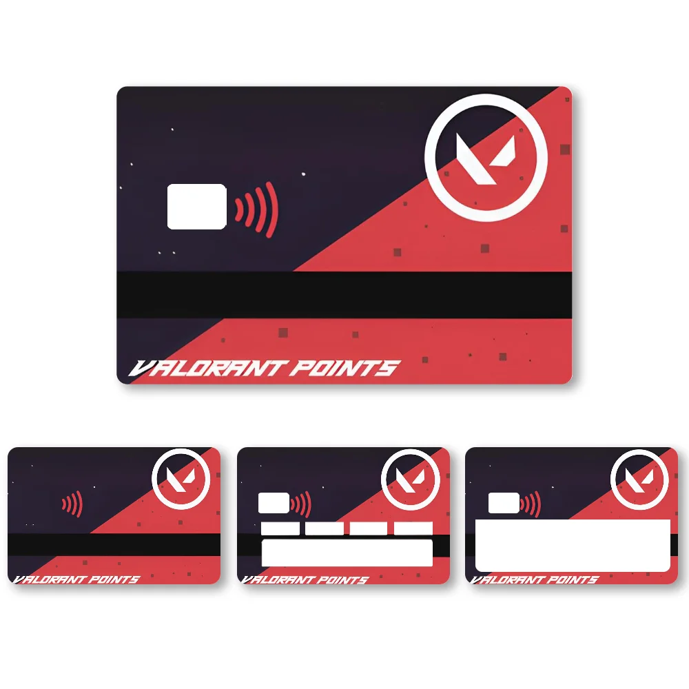 Valorant Points Stickers 4pcs PVC Card Skin Stickers for Bank Card Bus Metro Case Decorate Gift