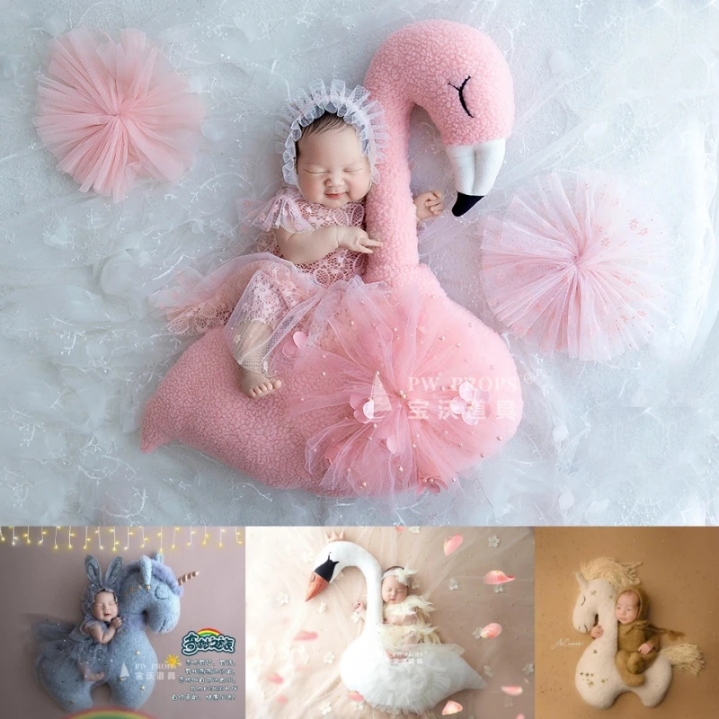 Dvotinst Newborn Photography Props for Baby Creative Posing Unicorn Furry Cute Alpaca Studio Shooting Accessories Photo Props