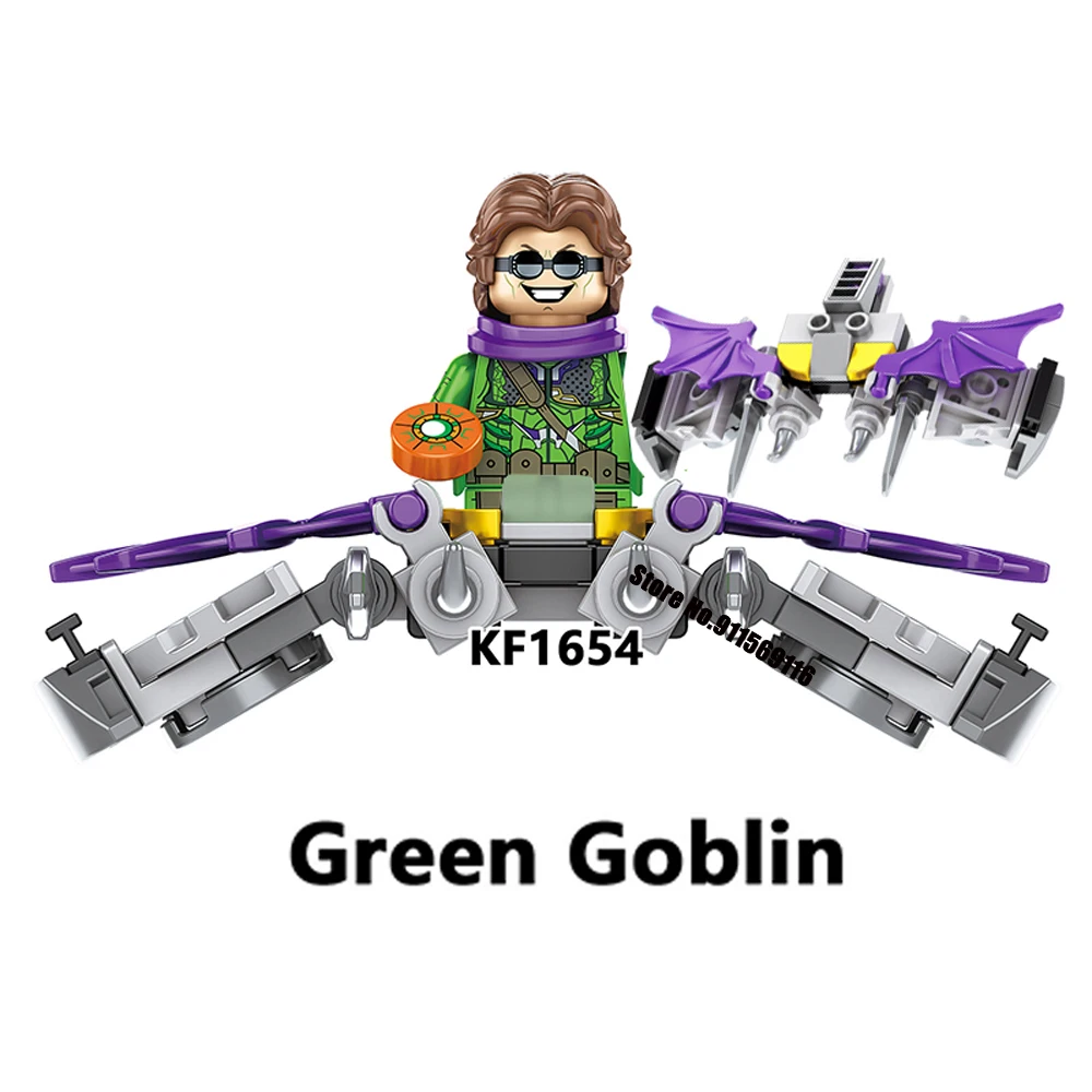 Brand DISNEY Green Goblin Mysterio Doctor Octopus Building Blocks Doctor Strange Sandman Electro Action Figure Kid Toy Bricks