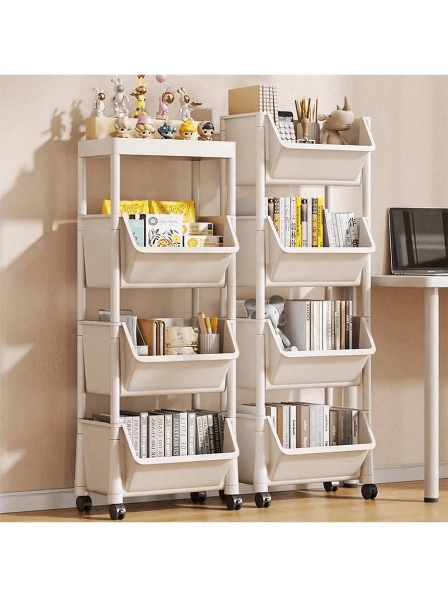 Multi-Tier Rolling Plastic Storage Rack With Wheels, Multipurpose Utility Cart For Groceries, Snacks, Toys, Books, Toiletries, S