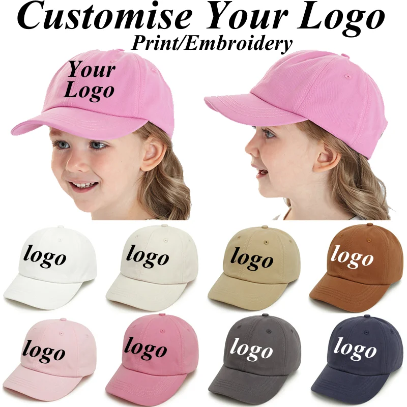 Gorras de béisbol personalizadas para bebés, niños y niñas, de algodón, color liso, ajustables, con visera suave, estilo hip hop._voghion.com