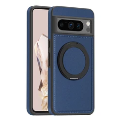 Enhanced Magnetic Fabric Case with Rotating Bracket and Wireless Charging Compatibility - Google Pixel 8 Pro (Blue)