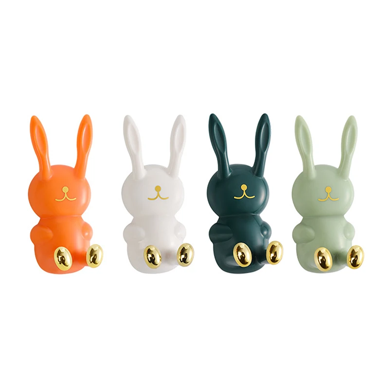 Cute Rabbit Toothbrush Holder Punch free Toothbrush Shelving Strong Adhesive Wall Hook Multifunctional Power Plug Holder Hanger