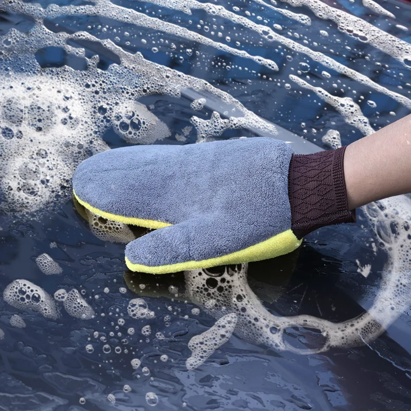 Car Cleaning Gloves Soft Microfiber Strong Water Absorption Car Body Washing Glove Window Glass Tire Detailing Dust Clean Tools