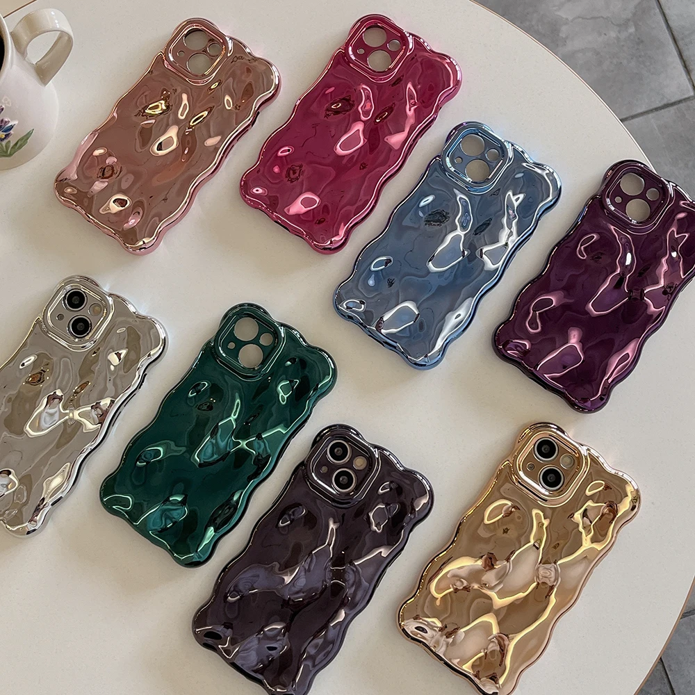 3D-Handyhülle mit Blasenwellenmuster für iPhone 17, Air 16, 15, 14, 13, 12, 11 Pro Max 14pro, galvanisierte, weiche, stoßfeste Rückseite – Detail 2