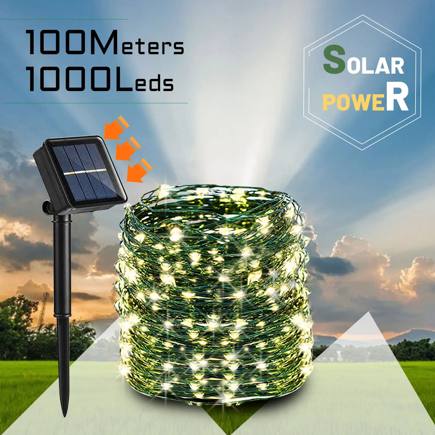 

Fairy String Lights Wedding Decoration 100 Meters LED Solar Outdoor Waterproof Green for Party Christmas Room Wedding Holiday
