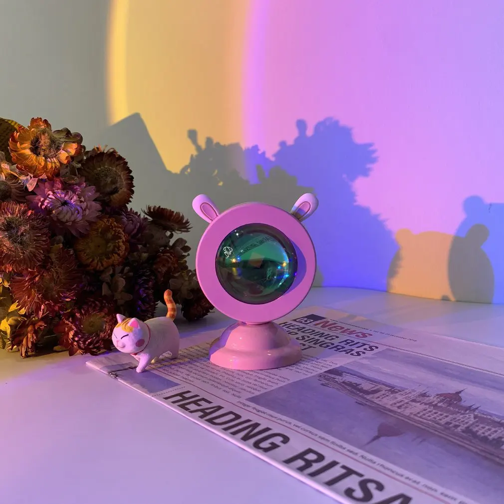 

2022 Sunset Lamp LED Popular Rainbow Projector Lamp For Desk Floor Living Room Lamp Atmosphere Photography Decoration Lighting