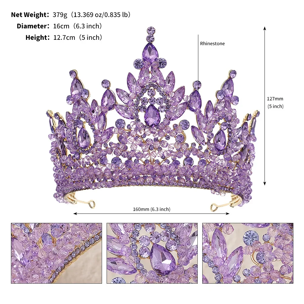 Big Oversized Handmade Beaded Crystal Bridal Crown