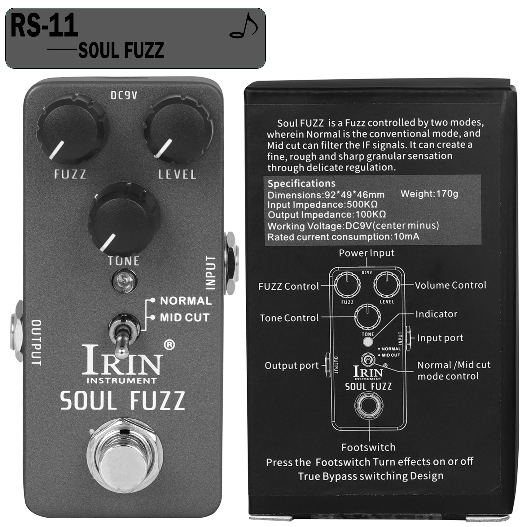 Enhanced Electric Guitar Effects Pedal: Versatile Fuzz, Overdrive, Distortion, Flanger, Ensemble & Tremolo Effects Accessory
