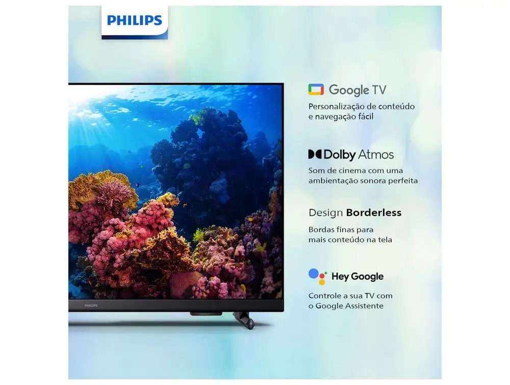 Smart TV 43" Philips Full HD DLED 43PFG6918/78 60Hz Google TV Quad Core Google Assistente 3 HDM 3