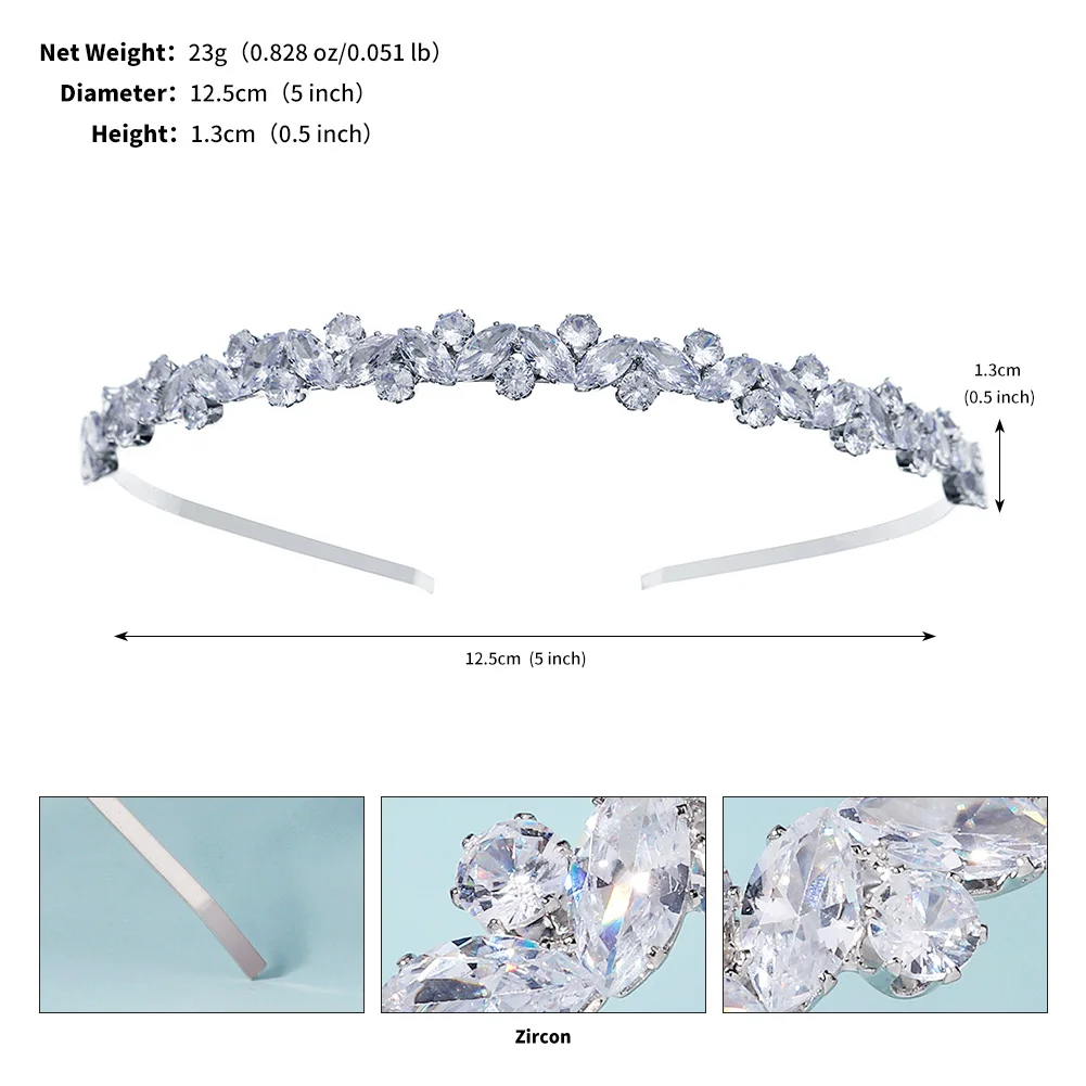 Mode Gute Qualität Zirkonia Zirkon Hochzeit Braut Stirnband Handgemachte Braut Party Haarband Täglichen Kopfschmuck für Frauen Kopfschmuck – Detail 11