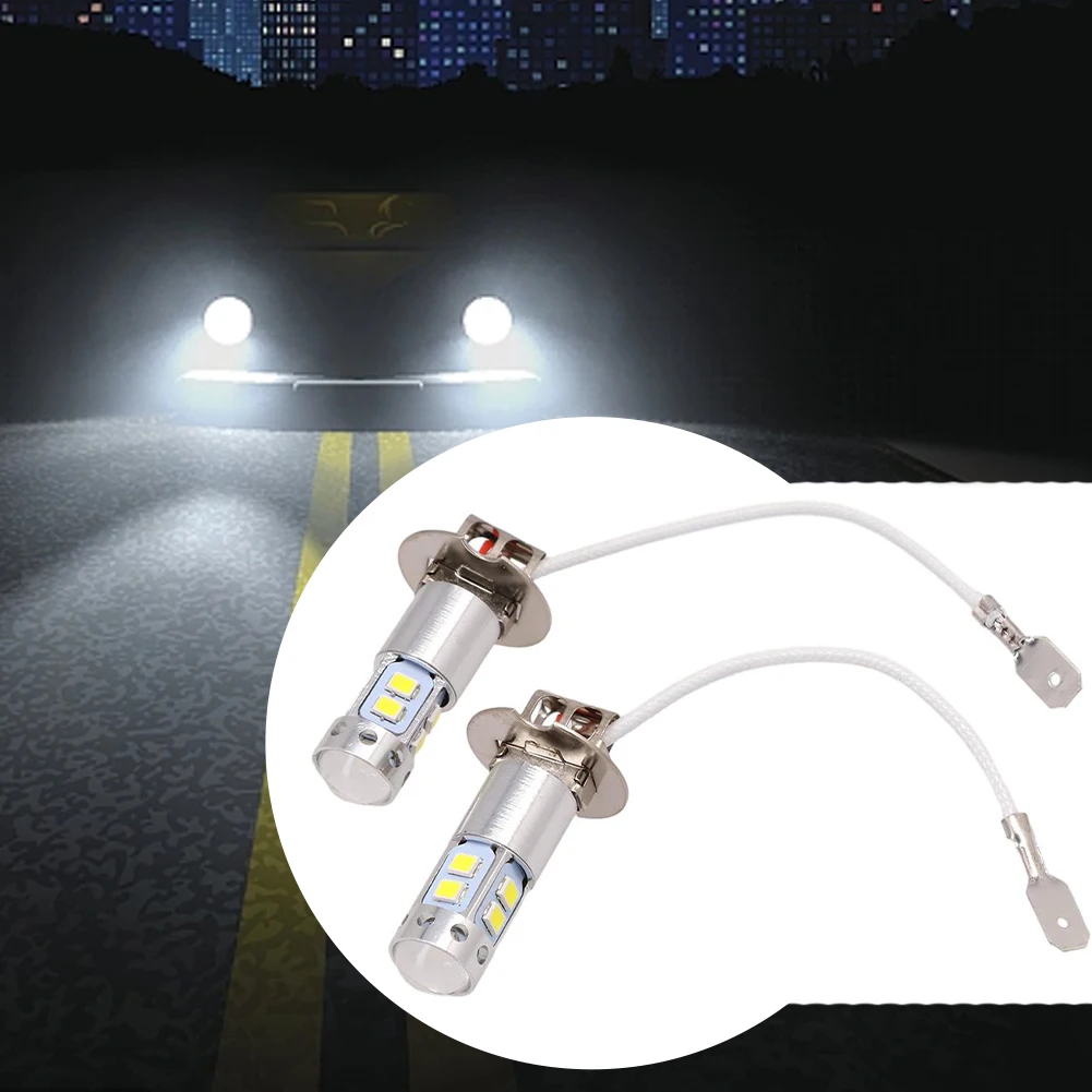 Car Light H3 LED Bulb 2pcs DRL Daytime Running Light Fog Driving Lights 3000K Yellow 360° Beam Angle Universal