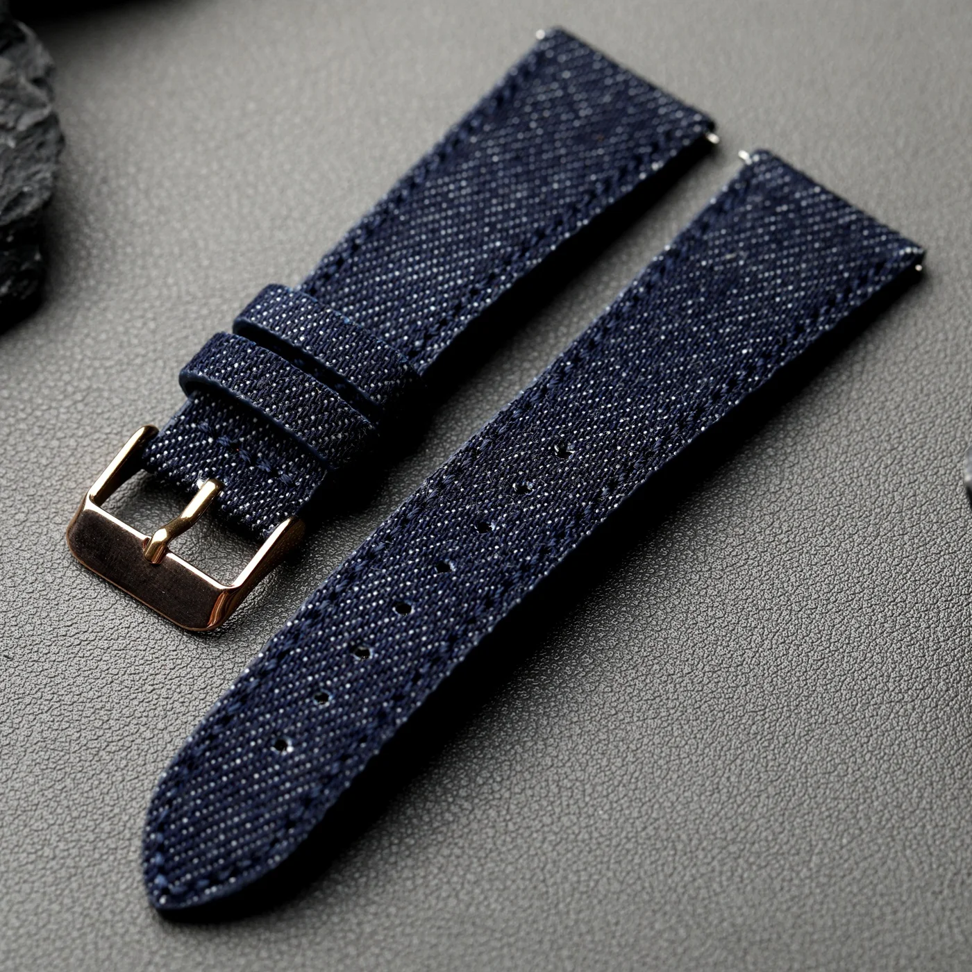 Premium Handmade Okayama Denim Leather Strap - Ultra-Thin Quick Release in Black, Brown, Blue