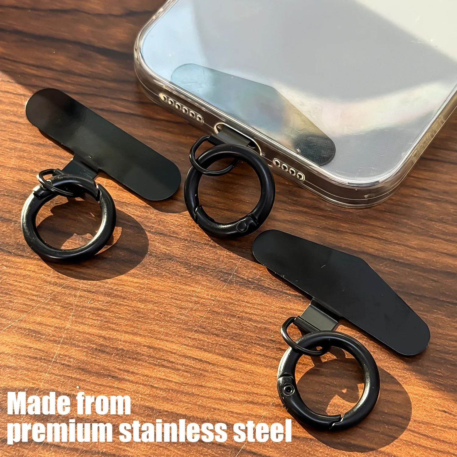 Universal Metal Phone Lanyard Gasket Patch with Keyring Durable Ultra Thin Mobile Phone Sling Rope Card Clip Strap Hang Cord Tab