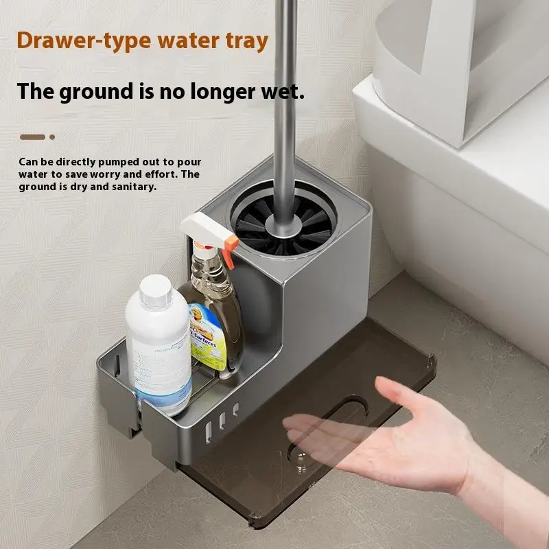 Bathroom Toilet Brush Holder Cleaning Tools Space Aluminum Wall Mounted No Drill Vertical Toilet Brush Bathroom Accessories bathroom accessories,toilet brush set,toilet brush holder