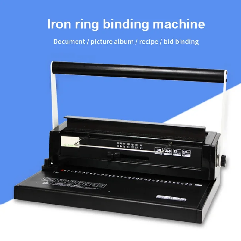 Binding Machine W12m Iron Ring Binding Machine 34 hole loose leaf iron ring punching machine double coil manual Wire binding machine