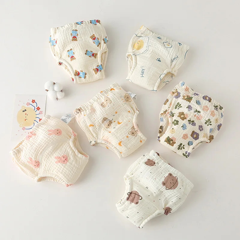 Korean Style Cotton Baby Waterproof Training Pants New Baby Diaper Infant Washable Shorts Nappy Panties Nappy Changing Underwear baby training pants cloth diapers waterproof diapers