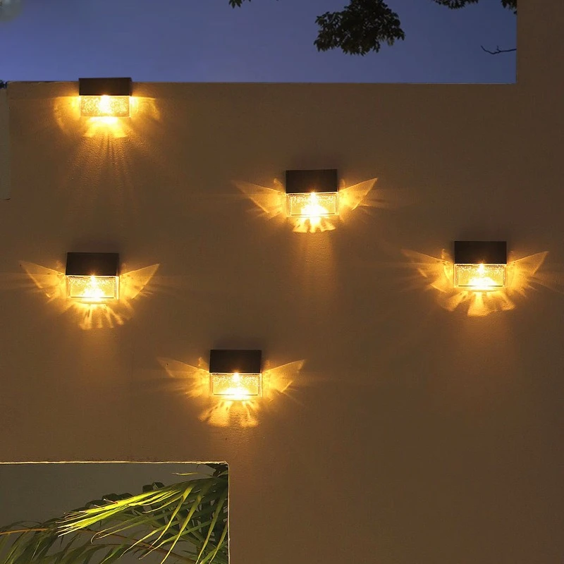 4Pcs New Garden Solar Wall Lights Outdoor LED Courtyard Warm/Colorful Butterfly Shadow Villa Landscape Fence Festival Decor Lamp