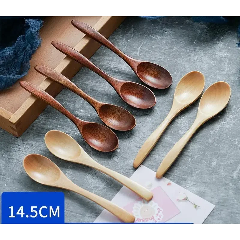 Wooden Retro Minimalist Tableware Spoon Anti Scalding Coffee Stirring Spoon Kitchen Cooking Utensils Tools Rice Soup Tea
