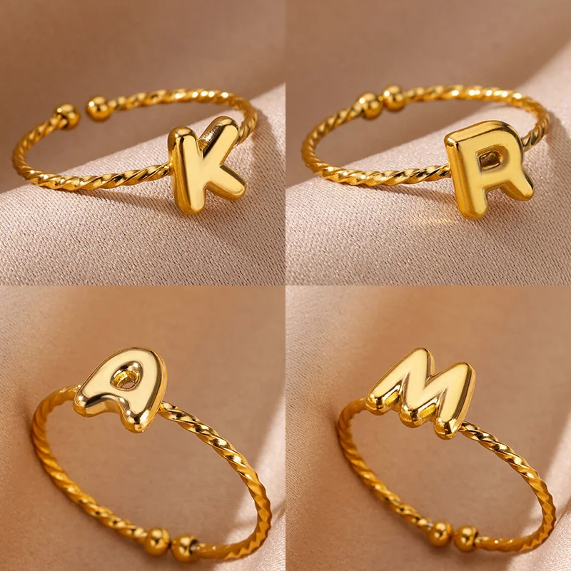 Cute Chunky Initial Letter Rings For Women