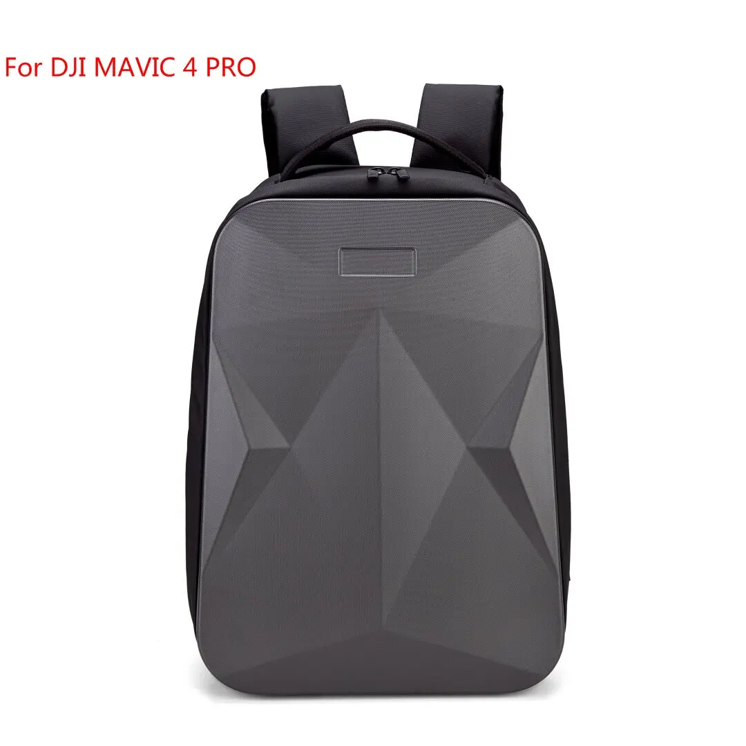 Vue de côté du sac à dos de grande capacité pour DJI Mavic 4 Pro, avec sangles de fixation et poignée de transport.