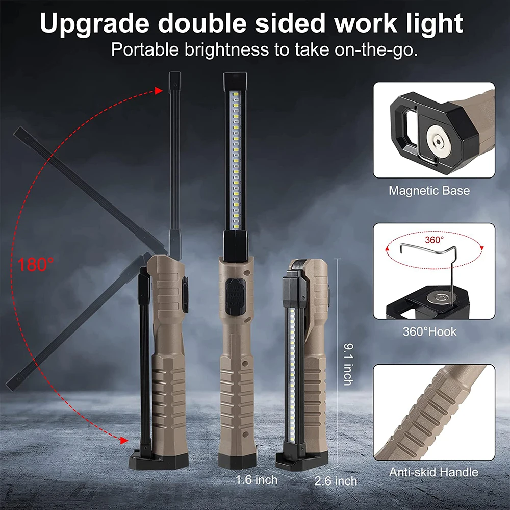 Rechargeable LED Work Light 1000 Lumens COB Work Lights with Power Capacity Indicator Handled Flashlights for Outdoor Car Repair led flashlight led work light work light