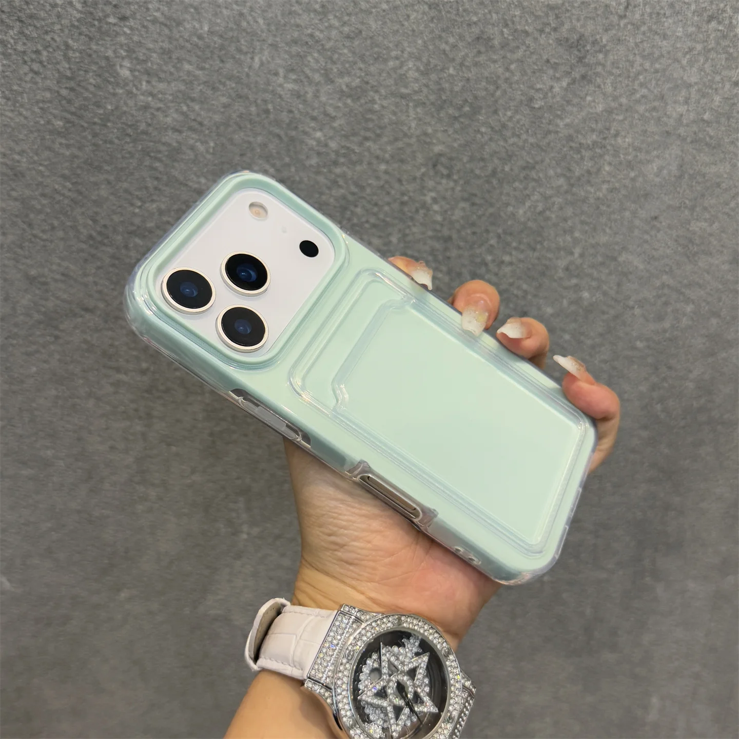 Candy Color Shockproof Phone Case with Card Slot and Photo Clip