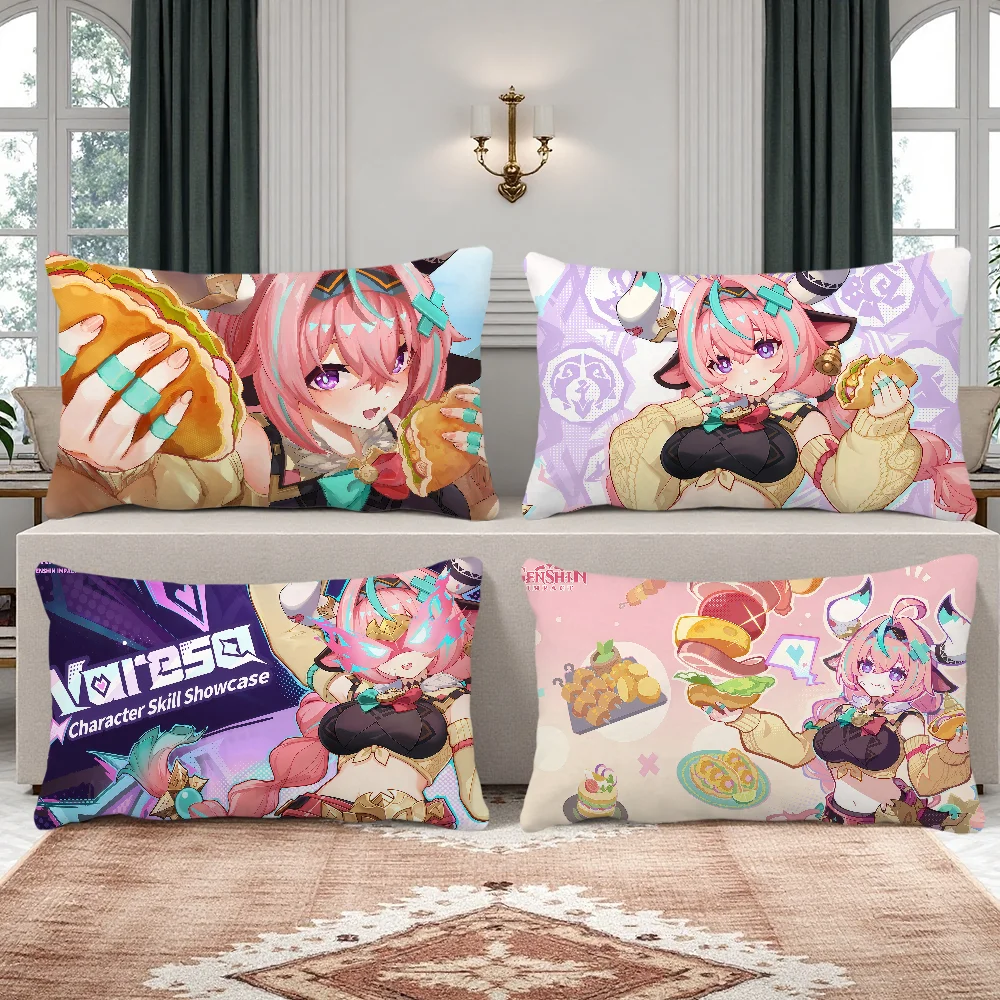 game Varesa Genshin Impact fanart cushion covers Rectangle Pillow Cover Home Sofa living Room Office Coffee Shop Pillowcase