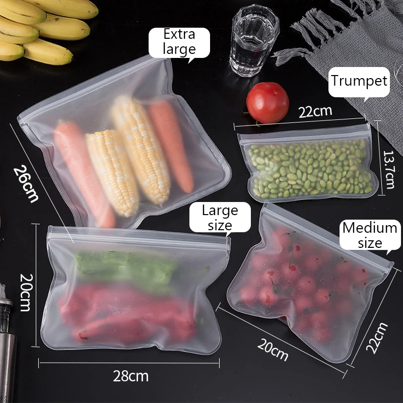 Silicone Food Storage Bag Reusable Stand Up Zip Shut Bag Leakproof Containers Fresh Food Storage Fresh Wrap Ziplock