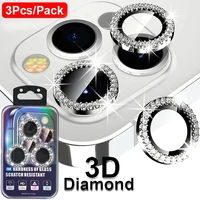 3Pcs Diamond Camera Case For iPhone 15 14 11 12 13 Pro Max 15 Plus Lens Protector Screen Case For iPhone15 14Pro Tempered Glass