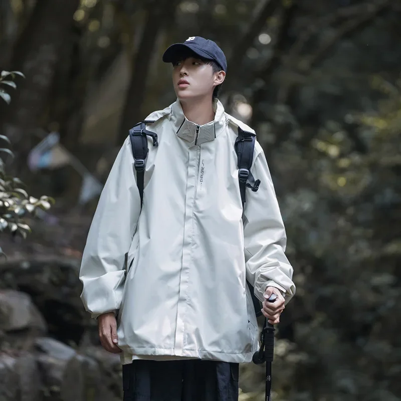 Men's Half High Collar Fashion Work Jacket for Charge Coat Autumn and Winter Personalized Outdoor Mountaineering Suit Men Jacket
