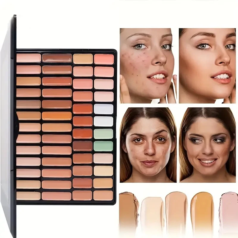 50 Shades Concealer Palette,High Coverage Contouring Cream,Tattoo And Dark Circles Cover-Up Nose Shadow,Face-Eye-Lip Base Makeup 2