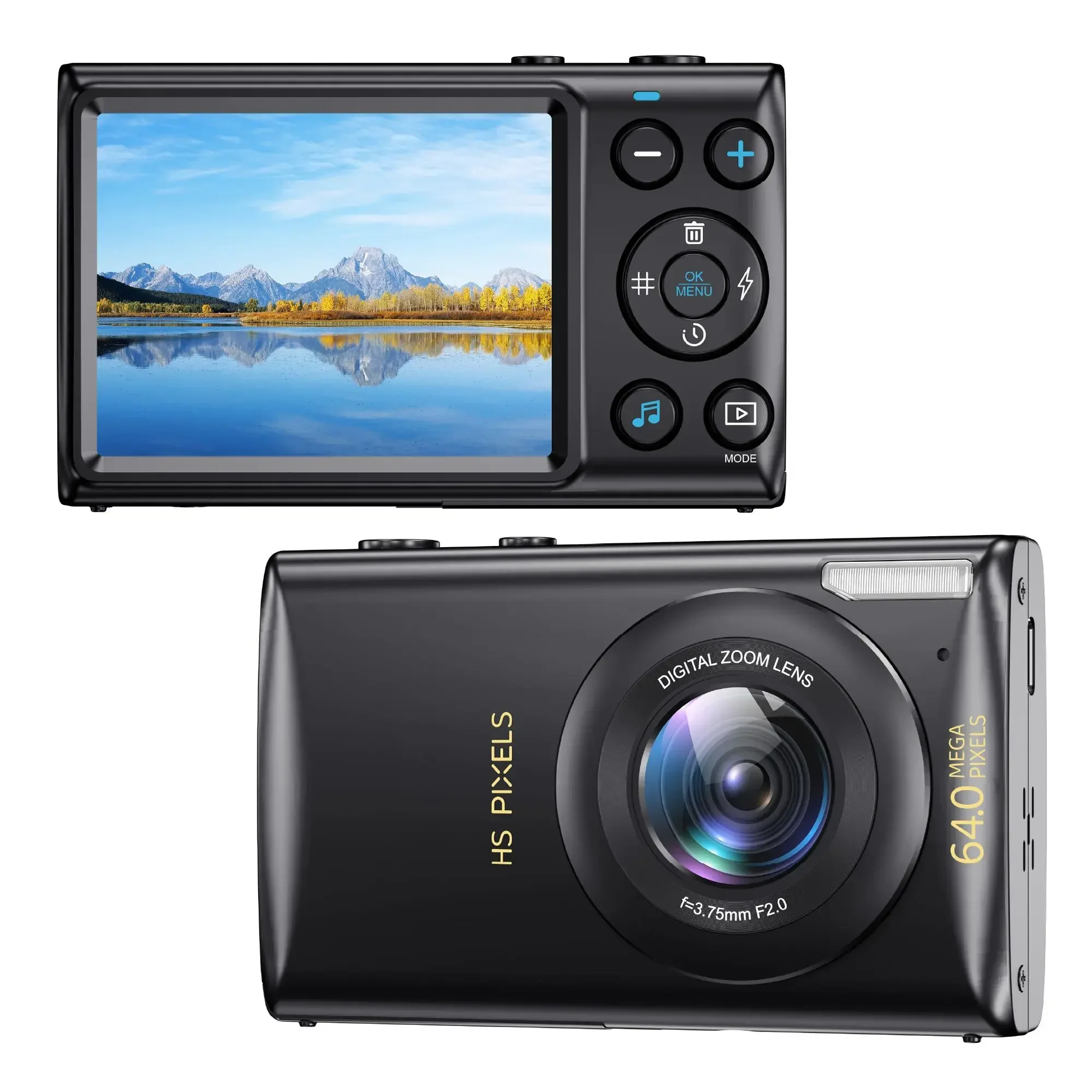 4K Digital Cameras Photography 64MP Autofocus Anti-Shake Vlogging Children Video Camera 18X Digital Zoom Compact