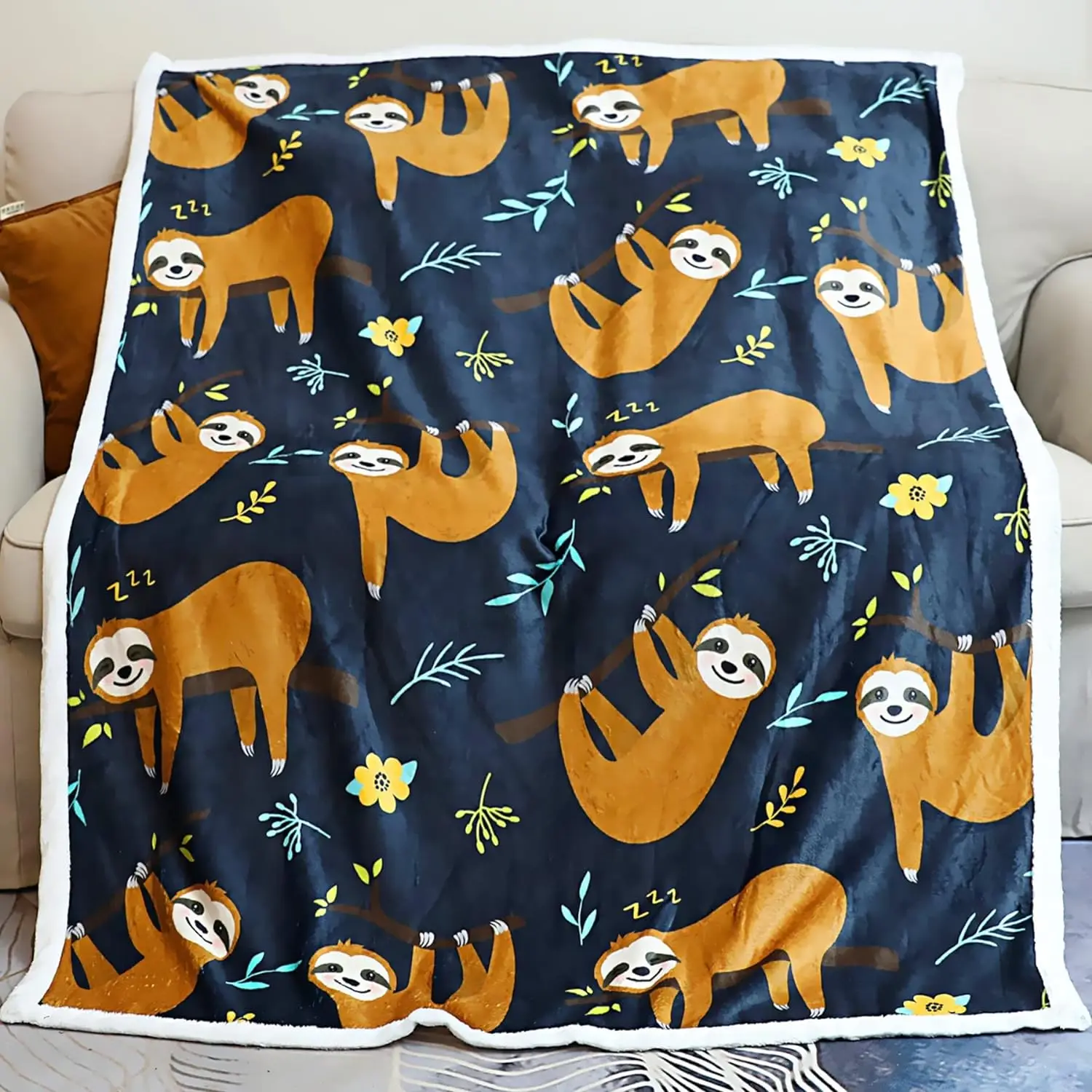 

Sloth Blanket Cute Sloth Gifts for Women Sloths Lovers Gifts Soft Lightweight Flannel Fleece Blanket with Sloths