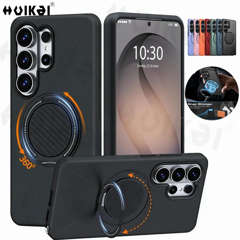 Dual Layer Magnetic Shockproof Phone Case with Ring Holder Stand & Kickstand