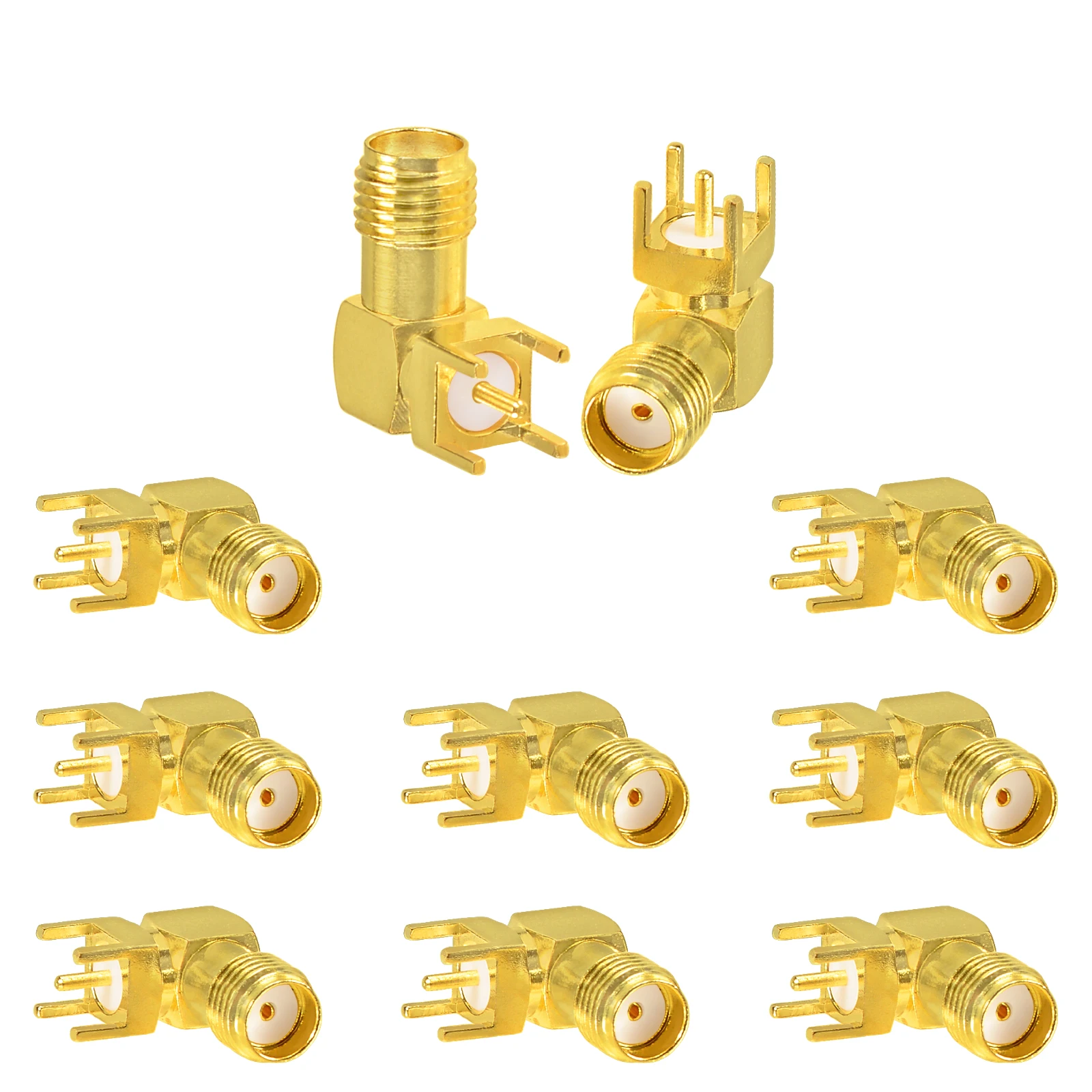 SMA Female Right Angle RF Coaxial Connector for PCB Mount