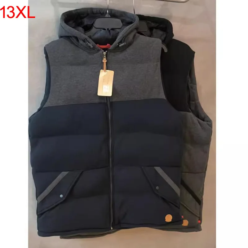 Plus Size 12XL 13XL Men' Sleeveless Vest Jackets Winter Fashion Male Cotton-Padded Vest Coats Warm Waistcoats 11XL 175KG