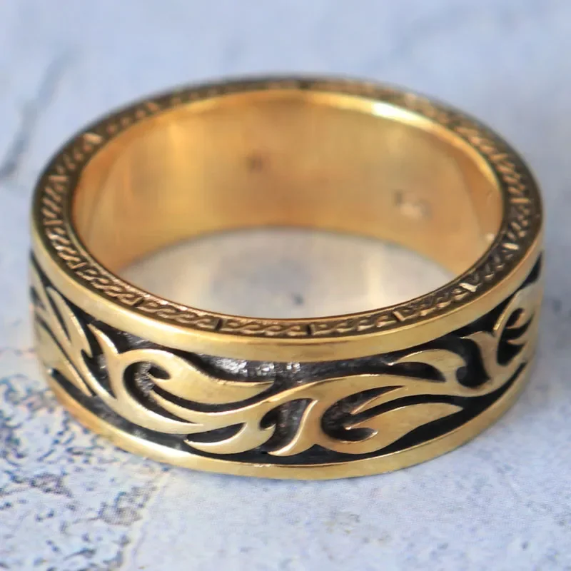 12g Tattoo Pattern Brutal Wide Men Wedding Couple Gold Rings  Customized 925 Solid Sterling Silver Many Sizes 7-12