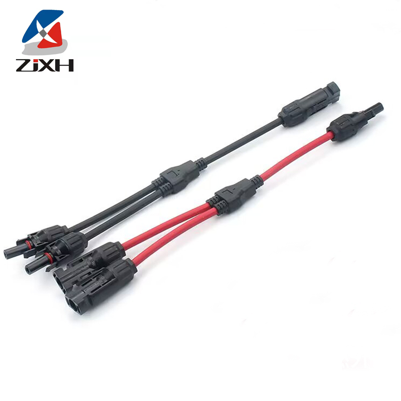 Power Solar Connectors 30A Y-Branch Cable, Solar Cable Parallel Adaptor in Pair for Solar Panel 1*M/FF+1*F/MM black red Power