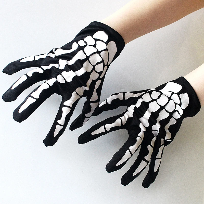 

Halloween Ghost Gloves Horror Skull Claw Bone Gloves Hand Warm Non Slip Cosplay Skeleton Show Gloves Skull Five Fingers Mittens