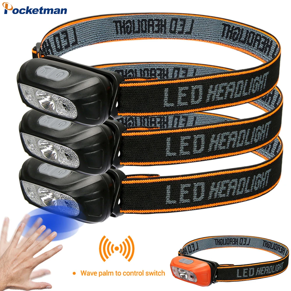 

LED Sensor Headlamp Mini Induction Headlight Built-in Battery USB Rechargeable Head Torch Outdoor Waterproof Camping Light