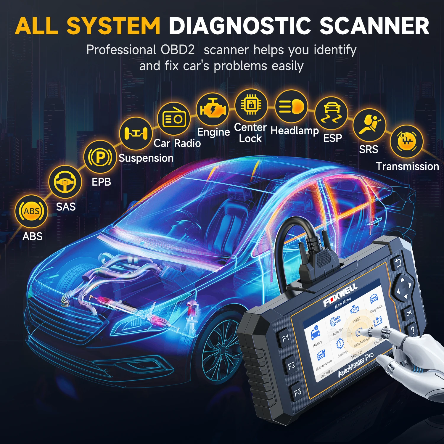 FOXWELL NT624 ELITE OBD2スキャナーカー診断ツールすべての