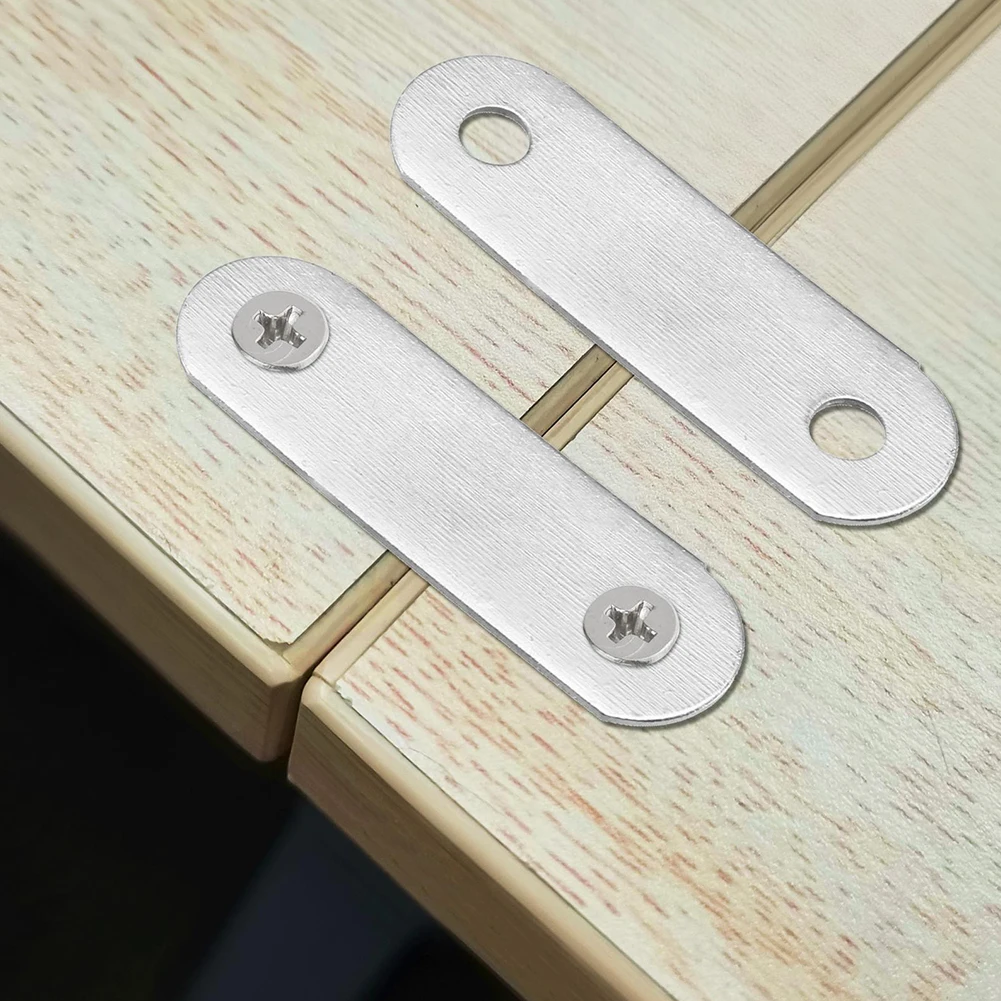 10Pcs Corner Brackets Stainless Steel Straight Repair Flat Straight Fixing Brackets One-Character Corner Code stainless steel angle bracket angle connector angle bracket