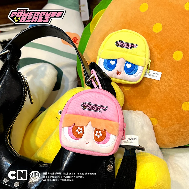 새로운 10cm 오리지널 파워퍼프걸 헤드폰 가방 귀엽고 사랑스러운 플러시 가방 크로스백 어린이 동전 지갑