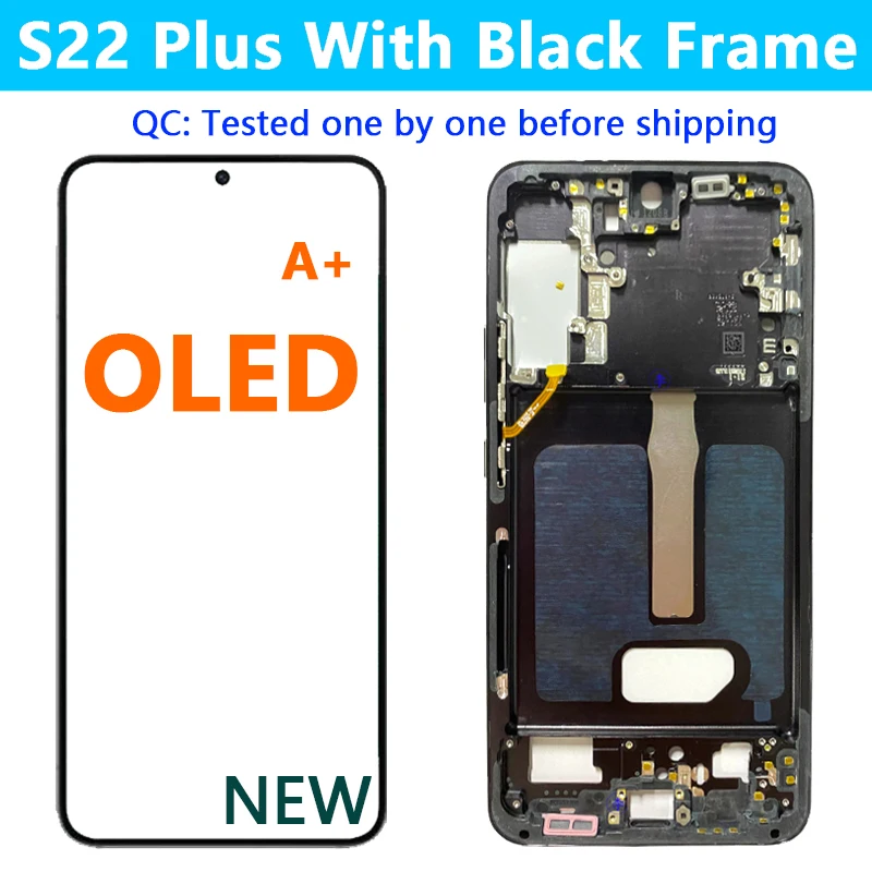 프레임 포함 LCD 디스플레이 디지털 터치 스크린 교체 OLED, 삼성 S22 플러스 5G, S906 S906U SM-S906B