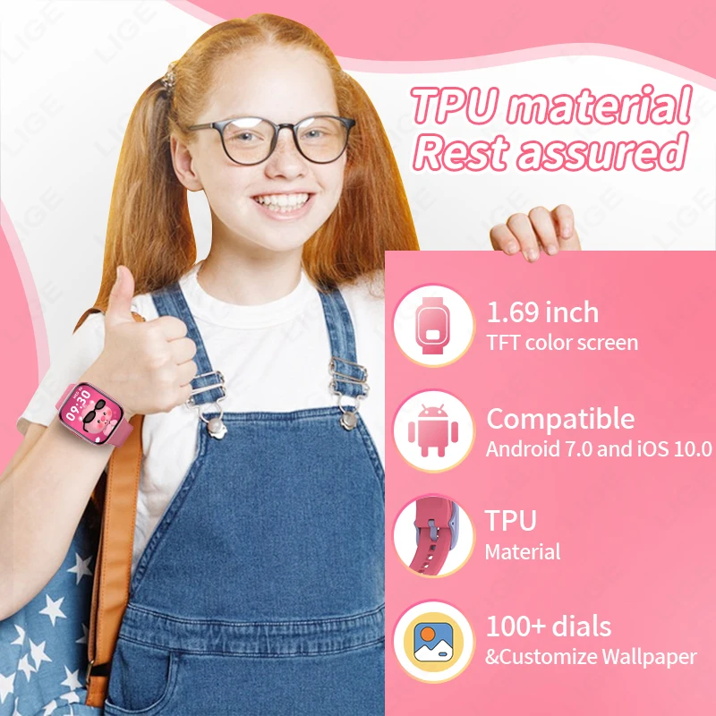 LIGE Kids Smart Watch for Age 5-12 Kids Gifts Sleep Tracking Wake-up Reminder Pedometer Flashlight Smartwatch Childen Watches