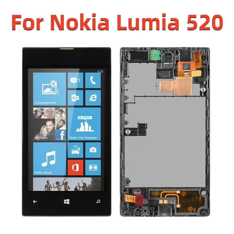 Lcd Originale Da 4.0 ''Per Nokia Lumia 520 Display Lcd Touch Screen Digitizer Con Parti Di Ricambio Del Telaio Per Schermo Lcd Nokia 520