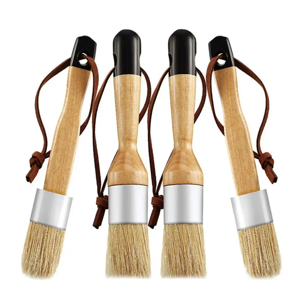 Durable Furniture Brush Sturdy Chalk Paint Brush Flexible Chalk Wax Stencil Set Wide Application 4Pcs paint brushes